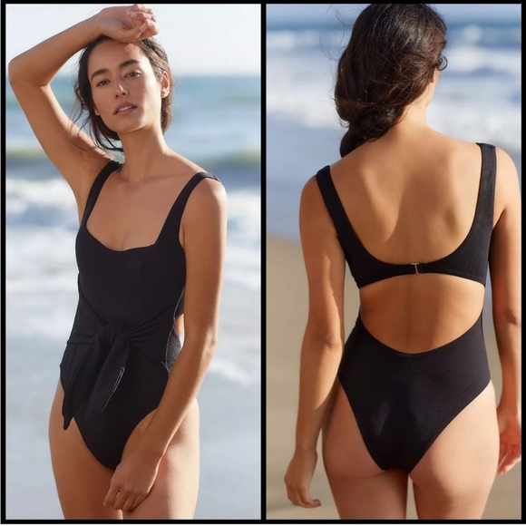New L Space Balboa One Piece Swimsuit Tie Waist Black Sz L - Picture 2 of 13